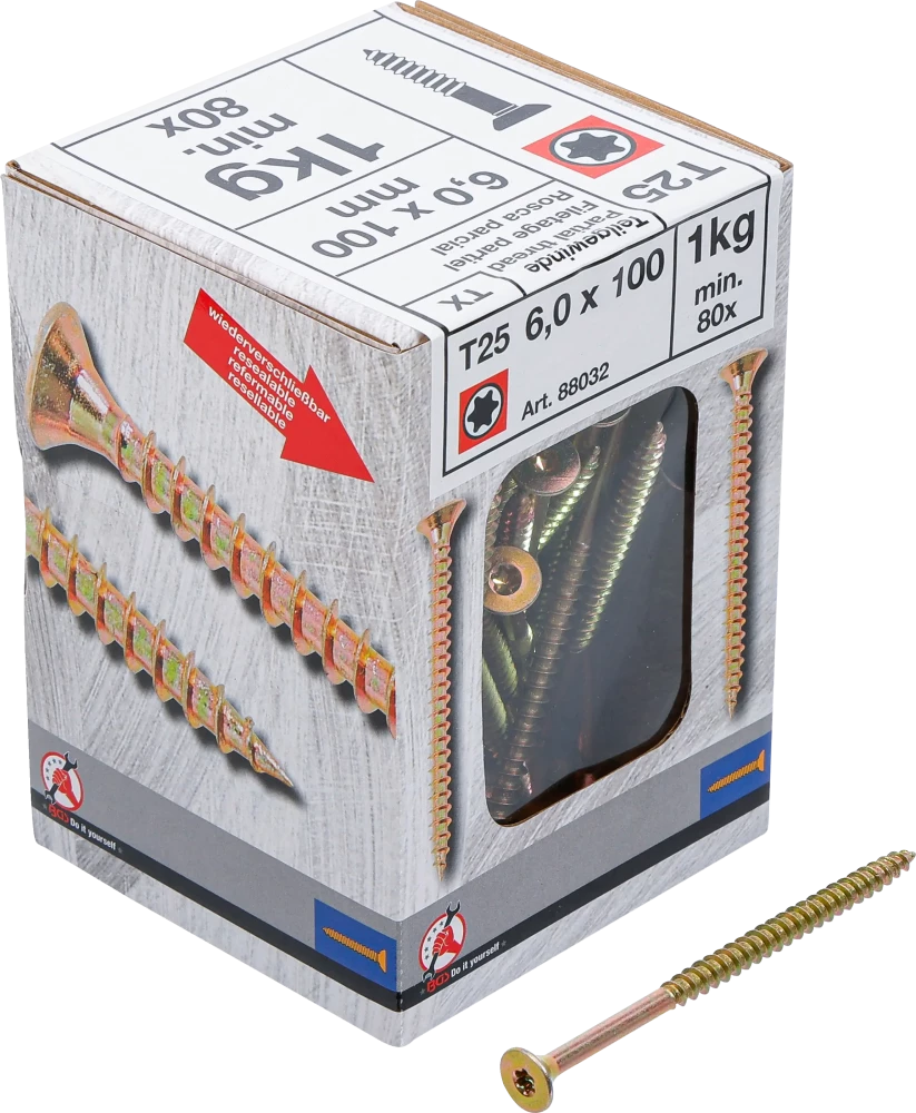 Univerzális csavarok | T-profil (Torx) T25 | 6,0 x 100 mm  | 1 kg / 80 db