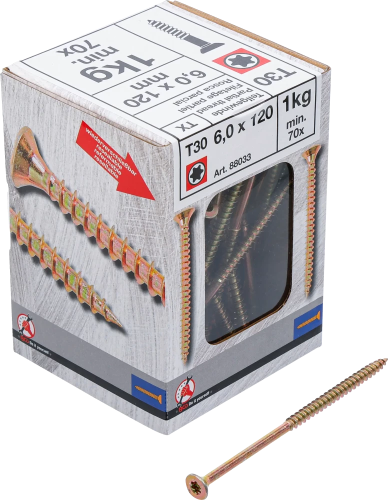 Univerzális csavarok | T-profil (Torx) T30 | 6,0 x 120 mm  | 1 kg / 70 db