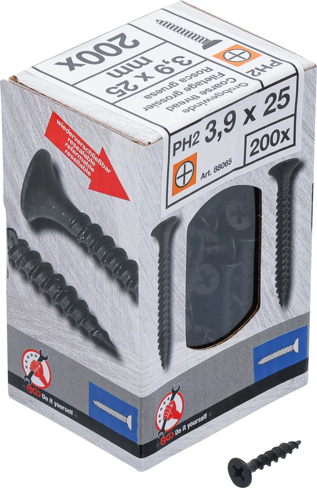 Gipszkarton csavar | PH2 | durvamenet | 3,9 x 25 mm | 200 darab