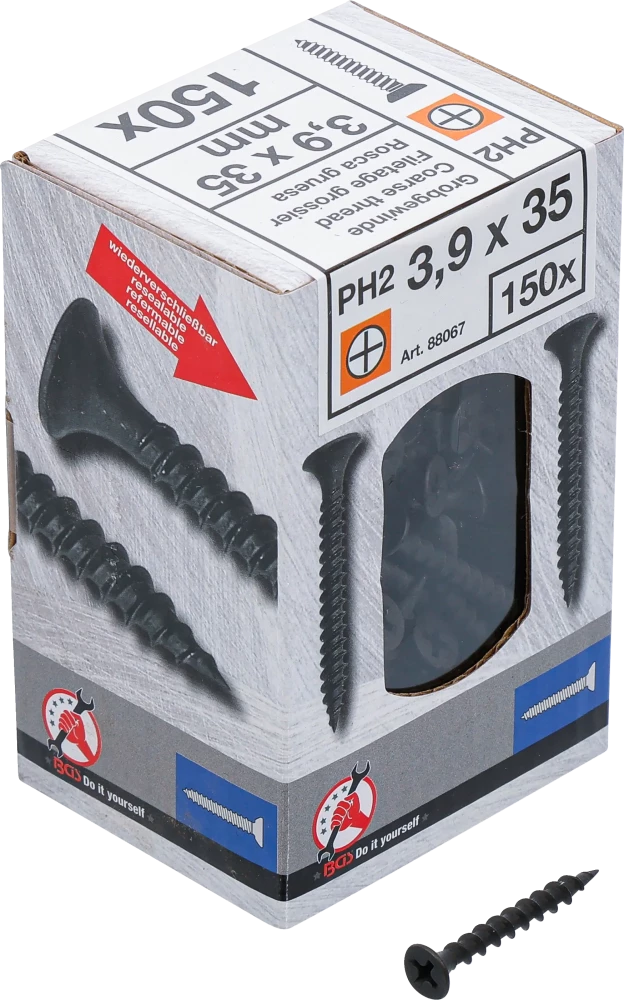 Gipszkarton csavar | PH2 | durvamenet | 3,9 x 35 mm | 150 darab