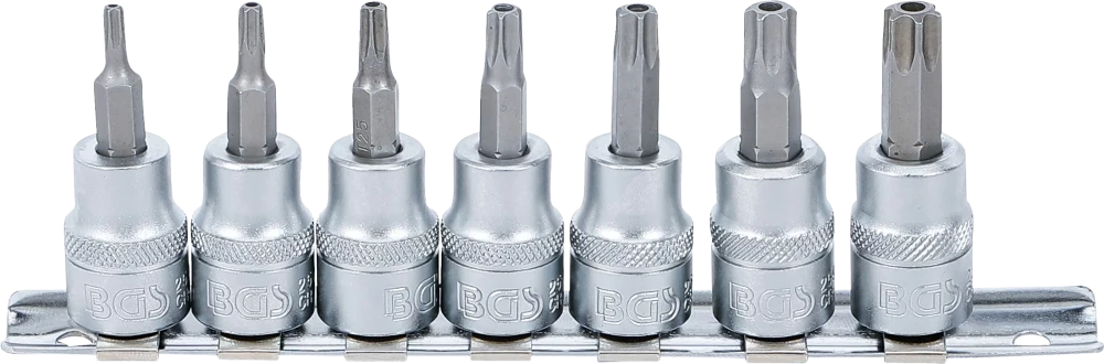 Behajtófej-készlet | 10 mm (3/8") | T-profil (Torx) T15 furattal - T50 | 7 darabos