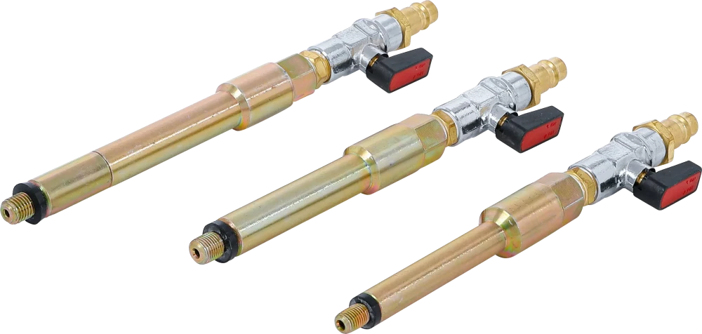 Sűrítettlevegő-adapter készlet izzógyertya-furatokhoz | M8 x 1,0, M10 x 1,0, M10 x 1,25 | 3 darabos