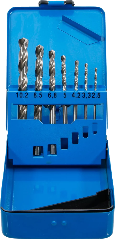 HSS Spirálfúró készlet | Magfurat mérete | 2,5 - 10,2 mm | 7 darabos