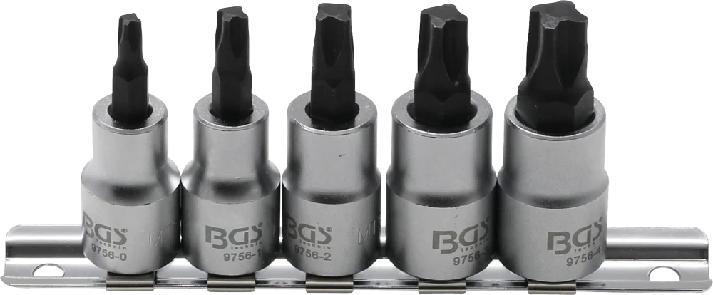 Behajtófej-készlet | 10 mm (3/8") | 4 élű profil (MTS-Mortorq) MTS0 - MTS04 | 5 darabos