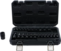 Behajtófej/dugókulcskészlet | 6,3 mm (1/4"), 10 mm (3/8"), 12,5 mm (1/2") | E-profil/T-profil (Torx) | 25 darabos