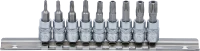 Behajtófej-készlet | 6,3 mm (1/4") | T-profil (Torx) T10 furattal - T50 | 9 darabos