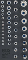 Műhelykocsi-betét 1/3: Dugókulcsok, tizenkétszögletű | 6,3 mm (1/4"), 10 mm (3/8"), 12,5 mm (1/2") | 40 darabos
