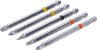 Behajtófej készlet | Külső hatszögletű behajtófej 6,3 mm (1/4") | Csillag PH, csillag PZ, lapos | 110 mm hosszú | 5 darabos