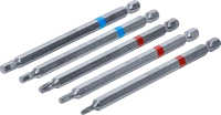 Behajtófej készlet | Külső hatszögletű behajtófej 6,3 mm (1/4") | Belső hatszögletű, T-profil (Torx) | 110 mm hosszú | 5 darabos