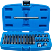 Behajtófej készlet | Külső hatszögletű 10 mm (3/8") | Ékprofil (Ribe) | 22 darabos