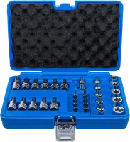 Behajtófej- és dugókulcsbetét-készlet | 10 mm (3/8") | T-profil (Torx) | 34 darabos