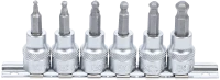 Behajtófej-készlet | 10 mm (3/8") | Belső hatszögletű gömbfejes 3 - 8 mm | 6 darabos
