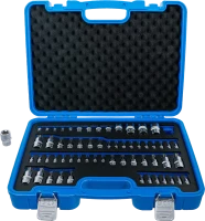 Behajtófej- és dugókulcs-készlet | E-profil / T-profil (Torx) / T-profil (Torx) furattal / TP-profil (Torx plus) | 60 darabos