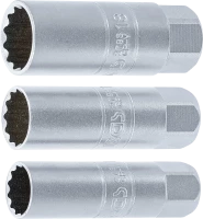 Gyújtógyertya-kulcs készlet, tizenkétszögletű | 10 mm (3/8") | 14 - 16 - 18 mm | 3 darabos