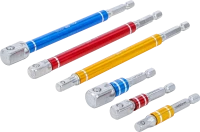 Adapterkészlet fúrógépekhez | színes | Külső hatszögletű kulcsnyílású hajtás 6,3 mm (1/4") | Külső hatszögletű 6,3 mm (1/4"), 10 mm (3/8"), 12,5 mm (1/2")| 75 - 150 mm | 6 darabos
