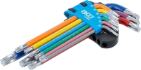 Derékszögű kulcs készlet | több színű | T-profil (Torx) T10 - T50 | 9 darabos