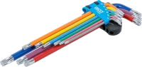 Derékszögű kulcs készlet | több színű | extra hosszú | T-profil (Torx) T10 - T50 | 9 darabos