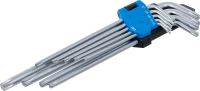 Derékszögű kulcs készlet | extra hosszú | T-profil (Torx) T10 - T50 | 9 darabos