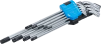 Derékszögű kulcs készlet | extra hosszú | T-profil (Torx) furattal T10 - T50 | 9 darabos