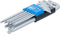 Derékszögű kulcs készlet | T-profil (Torx) gömbfejes | T10 - T50 | 9 darabos
