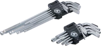 Derékszögű kulcs készlet | hosszú | T-profil (Torx) T10 - T50 / Belső hatszögletű 1,5 - 10 mm | 18 darabos