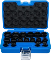 Levegős dugókulcskészlet hatszögletű, extra lapos | 12,5 mm (1/2") | 8 - 24 mm | 17 darabos