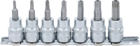 Behajtófej-készlet | 10 mm (3/8") | T-profil (Torx) T15 furattal - T50 | 7 darabos