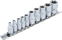 Dugókulcskészlet, E-profil | 6,3 mm (1/4") / 10 mm (3/8") | E4 - E16 | 10 darabos