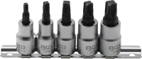 Behajtófej-készlet | 10 mm (3/8") | 4 élű profil (MTS-Mortorq) MTS0 - MTS04 | 5 darabos