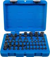 Behajtófej- és dugókulcs-készlet | E-profil / T-profil (Torx) / T-profil (Torx) furattal / TP-profil (Torx plus) | 52 darabos