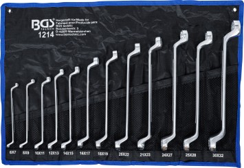 Conjunto de chaves de luneta dupla | curvadas | 6 x 7 - 30 x 32 mm | 12 peças 
