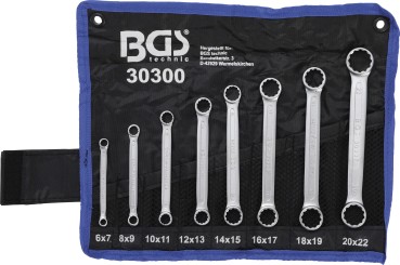 Double Ring Spanner Set | extra flat | 6 - 22 mm | 8 pcs. 