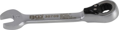 Skralderingsgaffelnøgle | kort | omskiftelig | 9 mm 
