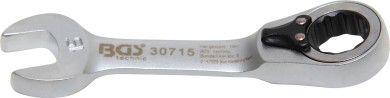Skralderingsgaffelnøgle | kort | omskiftelig | 15 mm 