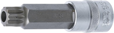 Bit-Einsatz | Länge 100 mm | Antrieb Innenvierkant 12,5 mm (1/2") | Innenvielzahn (für XZN) mit Bohrung M18 