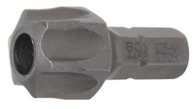 Kärki | pituus 30 mm | kuusiokanta 8 mm (5/16") | T-profiili (Torx) reiällinen T70 