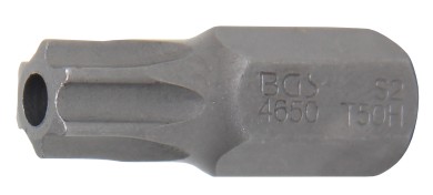 Ponta | Comprimento 30 mm | Entrada de sextavado externo 10 mm (3/8") | Perfil T (para Torx) com perfuração T50 