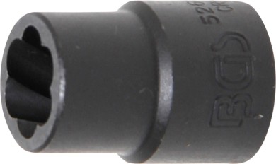 Spiral-Profil-Steckschlüssel-Einsatz / Schraubenausdreher | Antrieb Innenvierkant 12,5 mm (1/2") | SW 13 mm 