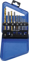 Extractores de tornillos y juego taladros de corte de izquierda | HSS | titanio-nitrurado | 2 - 7,5 mm | 10 piezas 