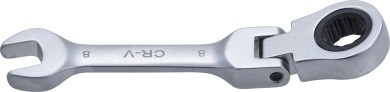 Skralderingsgaffelnøgle | kort | m. vinkel | 8 mm 