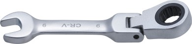 Skralderingsgaffelnøgle | kort | m. vinkel | 9 mm 