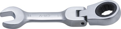 Skralderingsgaffelnøgle | kort | m. vinkel | 11 mm 