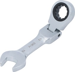 Skralderingsgaffelnøgle | kort | m. vinkel | 13 mm 