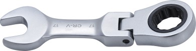 Skralderingsgaffelnøgle | kort | m. vinkel | 17 mm 