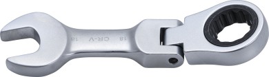 Ráčnový očkoplochý klíč | krátký | kloubový | 18 mm 