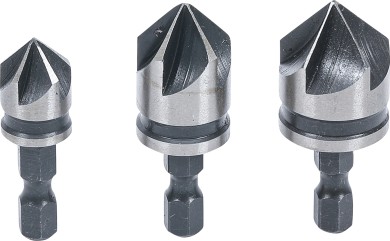 Conjunto de pontas de escareador | HSS | Entrada 6,3 mm (1/4") | 12 - 16 - 19 mm | 3 peças 