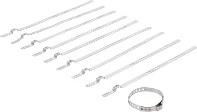 Serie di fascette per cuffie elastiche | acciaio inox | 7 mm | 20 - 50 mm | 10 pz. 