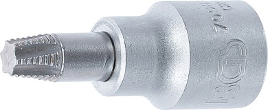 Schraubenausdreher-Bit-Einsatz | Antrieb Innenvierkant 10 mm (3/8") | für defektes T-Profil (für Torx) T40 