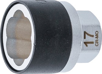 Spiral-Profil-Steckschlüssel-Einsatz / Schraubenausdreher | Antrieb Außensechskant 17 mm | SW 17 mm 