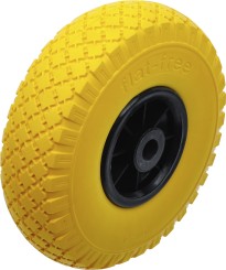 Kotti-/vetokärryjen pyörä | PU, keltainen/musta | 260 mm 
